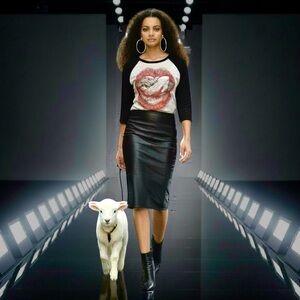 RARE L.A.M.B. Raglan Mouth Graphic Top L